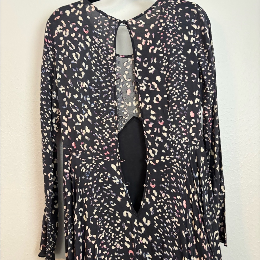 Free People First Kiss Black Animal Print Maxi Dress Gown XS - Picture 10 of 13